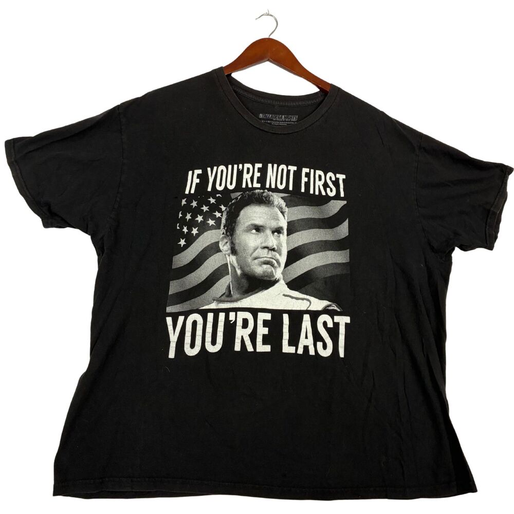 Talladega Nights Ricky Bobby T Shirt 2XL If You're Not First You're Last Black
